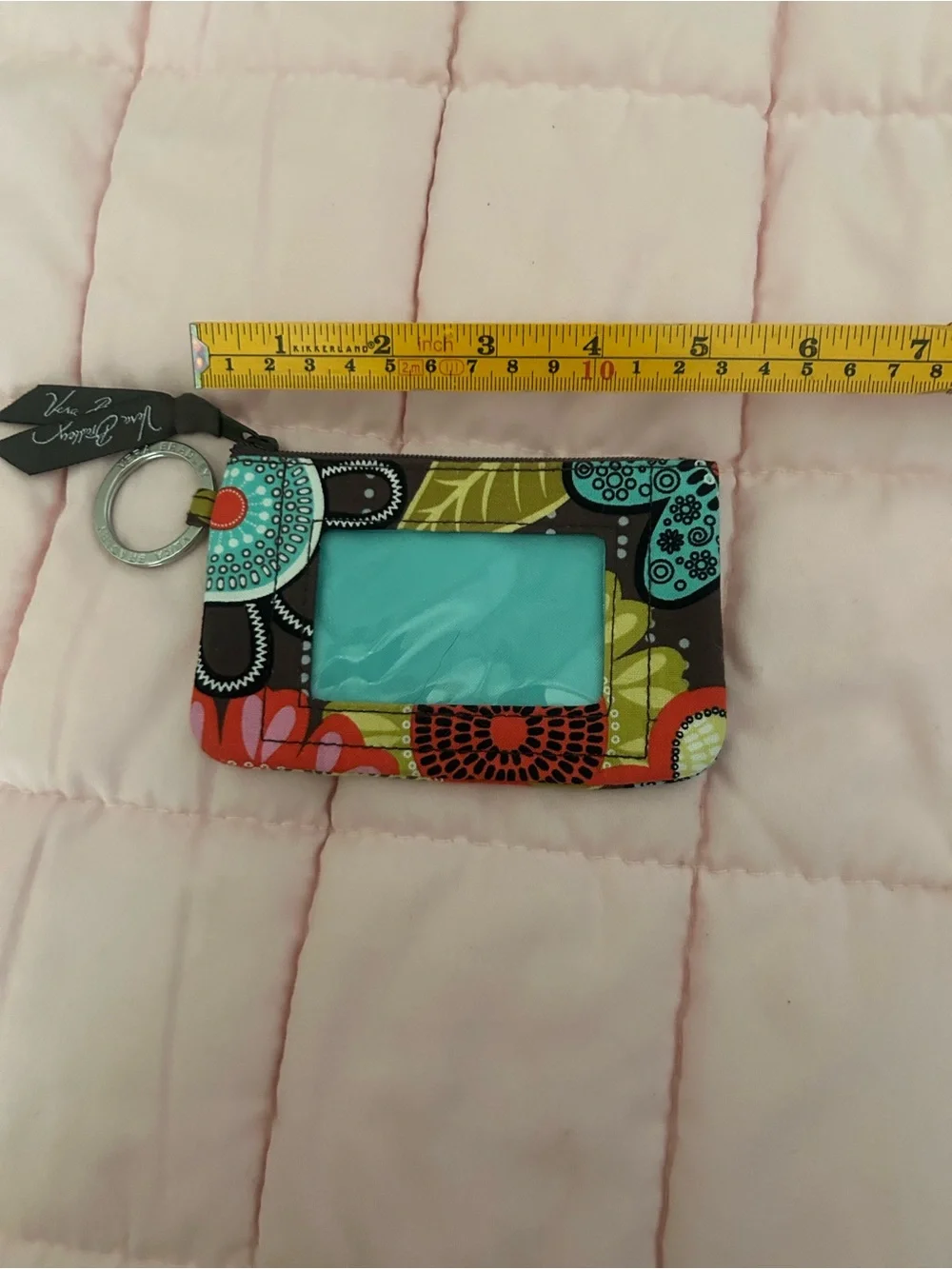 Vera Bradley Floral Quilted ID Holder & Coin Pouch - Turquoise, Brown, Red, Lime